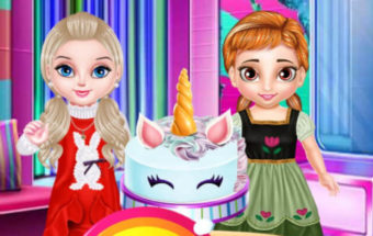 Torta unicorno con la piccola Anna
