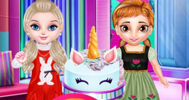 Torta unicorno con la piccola Anna